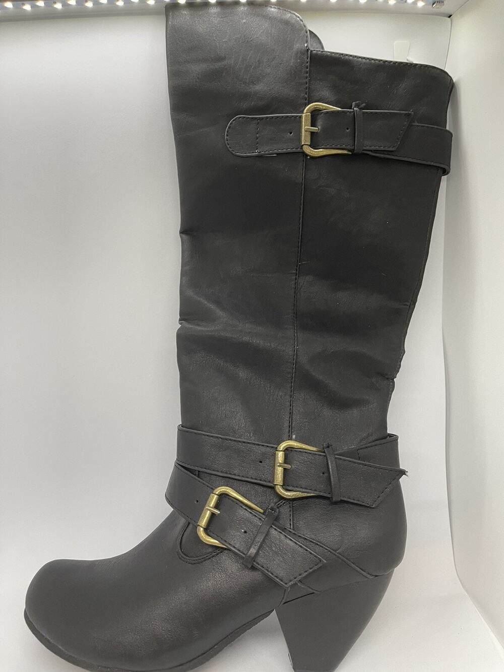 Wild diva black pu december 02 knee high boot - Size 8.5